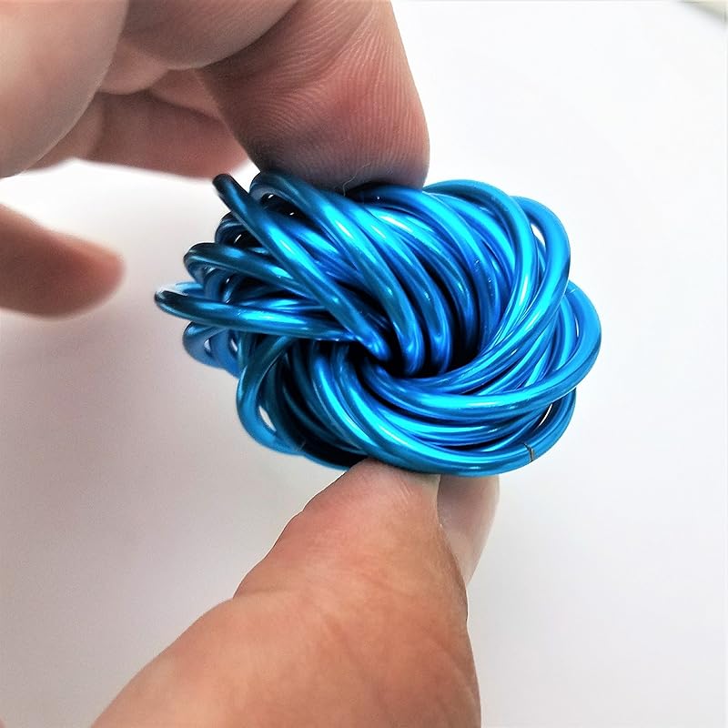 Möbii Fidget Ball (Solid Color): Quiet Mobius ADHD Anxiety Stim Stress Relief Toy Tool for Home Travel Office or Desk (Medium, Full, Sapphire)