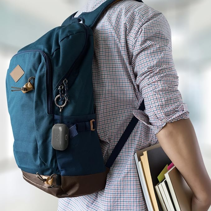 Dreem Om Case Cover with Keychain Clip Compatible with AirPods Pro 2/Pro, Protective One-Piece Hard Shell, Luxury Vegan Leather AirPod Pro Case 2nd/1st Generation with Separate Clip [Grey]