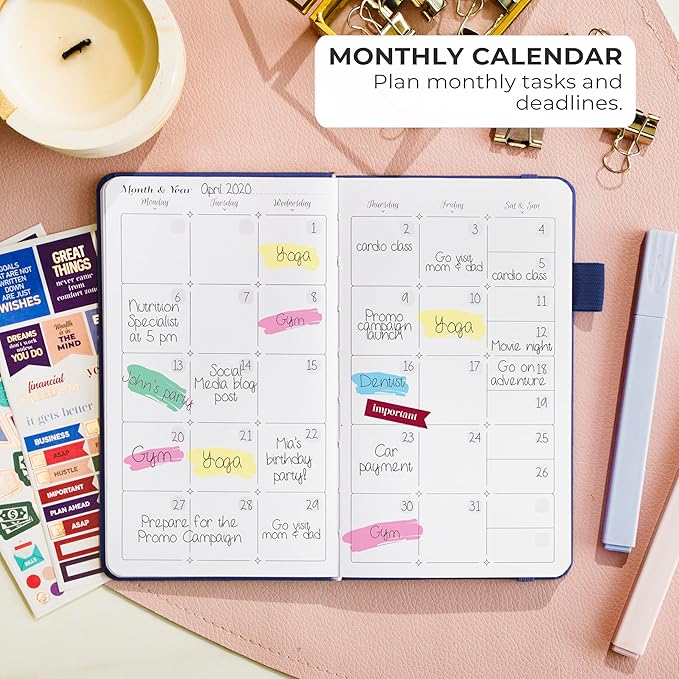 GoGirl Planner and Organizer for Women – Pocket Weekly Planner, Goals Journal & Agenda for Time Management & Productivity. Undated (Royal Blue)