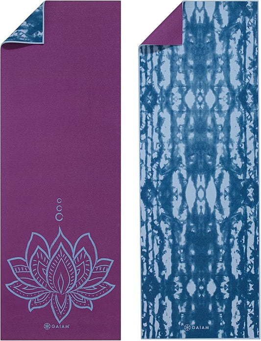 Gaiam Yoga Mat - Premium 6mm Print Reversible Extra Thick Non Slip Exercise & Fitness Mat for All Types of Yoga, Pilates & Floor Workouts (68" x 24" x 6mm Thick)