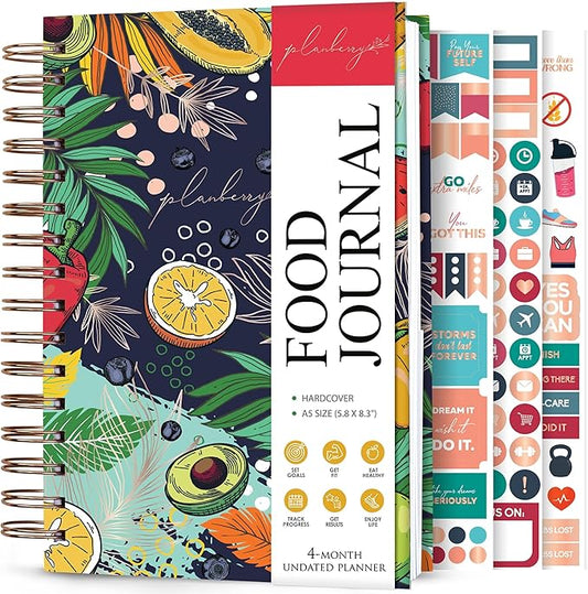 PLANBERRY Food Journal Premium – Nutrition Planner – Diet & Calorie Tracker – Meal & Exercise Diary – Weight Loss Journal (Summer Smoothie)