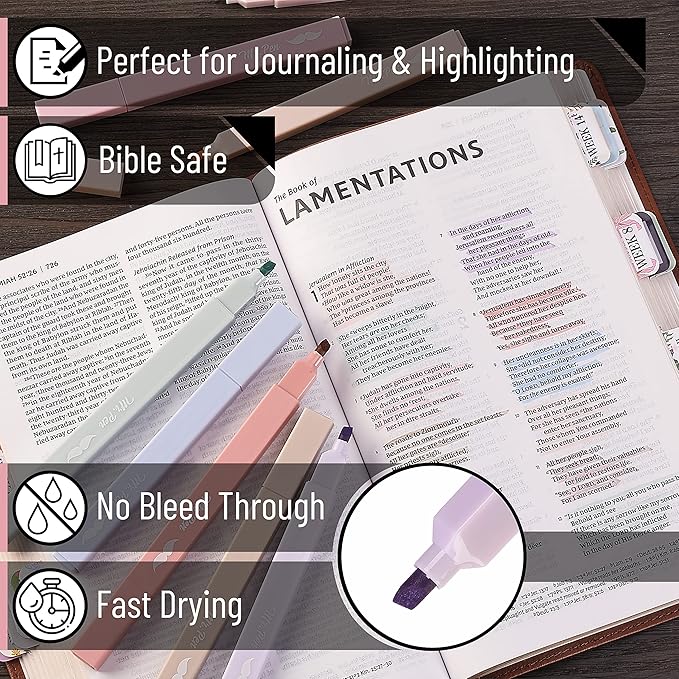 Mr. Pen- Aesthetic Highlighters, 8 Pcs, Chisel Tip, Muted Pastel Color, No Bleed Bible Highlighter Pastel, Highlighters Assorted Colors, Highlighter Set