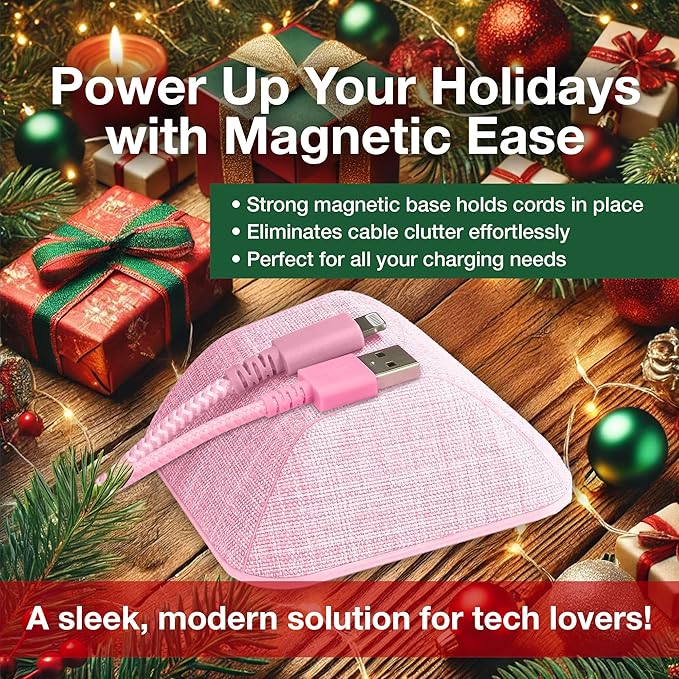 Smartish® Magnetic Cord Holder - Cable Wrangler Organizer with Magnet Clips for Charger Management on Desktop, Nightstand, or Side Table for All Cables, USB-C, Lightning Cables - I'm Blushing