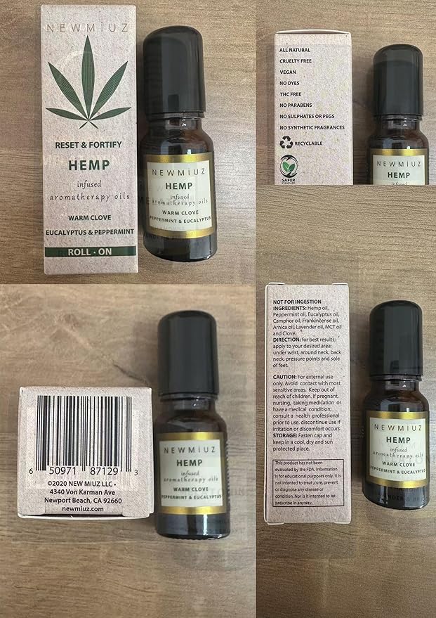 Migraine Headache Roll On Stick 300mg Hemp Peppermint Eucalyptus Clove Arnica Essential Oils Aromatherapy for Eaze Head Destress Gifts for Women Men