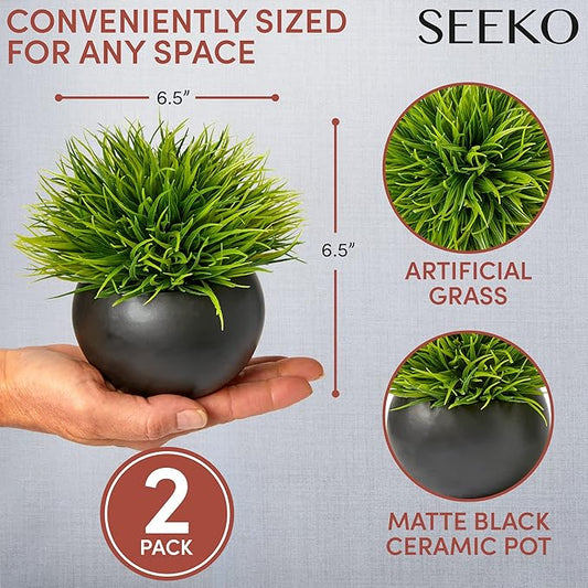 SEEKO Succulents Artificial Plants (2 Pack) Indoor Fake Desk Plants for Shelf Decor
