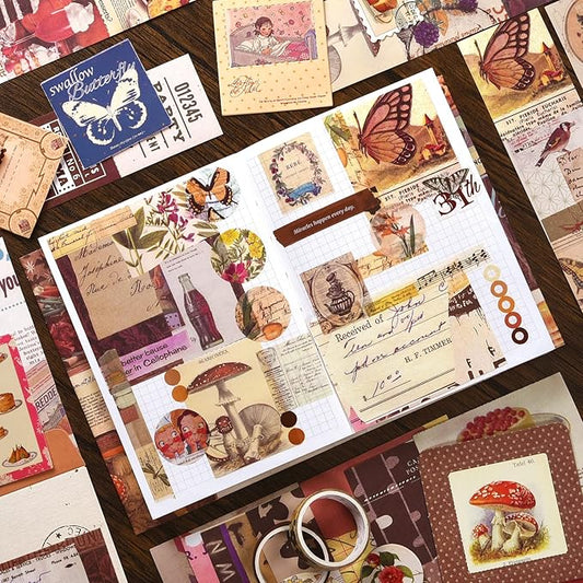 Scrapbooking Supplies Kit, 351pcs Bullet Junk Journal Kit with Journaling Supplies, Vintage Aesthetic Scrapbook Paper A6 Grid Notebook, Scrapbook Kit, Craft DIY Gift for Adult Teen Girl Kid Women