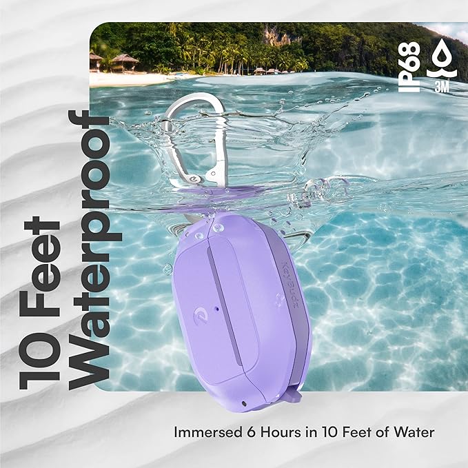 Keybudz for AirPods Pro Case with Lock - Fully Waterproof AirPods Pro 2nd Generation Case Cover - Keychain, Rugged Tough Protection, Hard Shell and Carabiner for USB-C/Lightning (Wild Lavender)