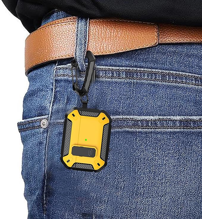 Maxjoy AirPods Pro 2nd/1st Generation Case Cover with Lock, AirPods Pro 2 Protective Case with Keychain Compatible with Apple AirPod Pro2 2023 USB C Cable 2022 Lightning Cable/ Pro1 2019, Yellow