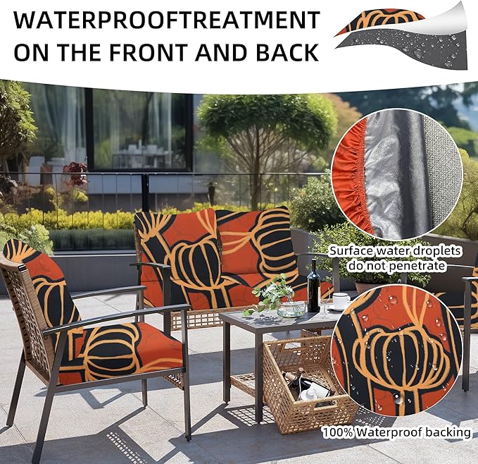 8Pcs Outdoor Cushions Covers Waterproof, Patio Cushion Covers, Stretch Cushion Covers Replacement,Cushion Slipcovers, Furniture Cushion Covers (Royal Flower, 8PCS-Print)