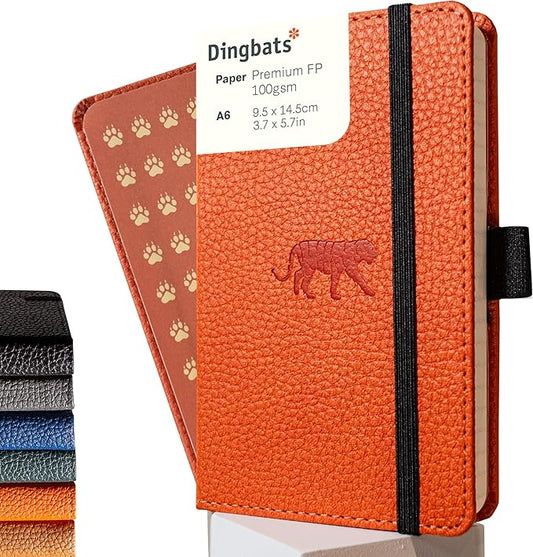 Dingbats* Wildlife A6 Plain Pocket Notebook - PU Leather Hardcover - Small Writing Journal for Work, Travel - Pocket, Elastic Closure, Bookmark
