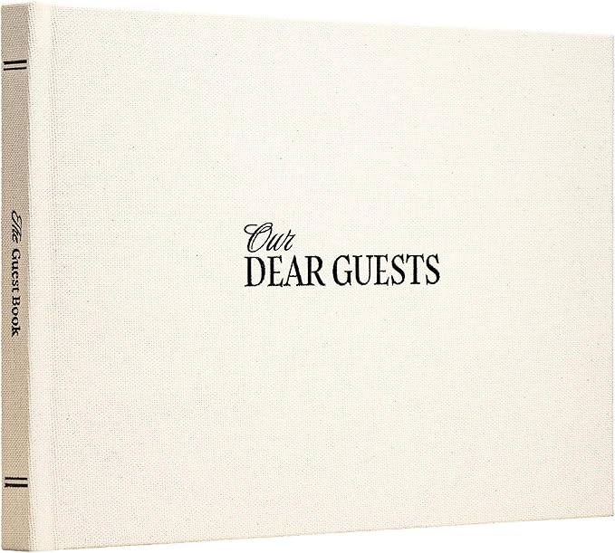 Kunitsa Co. Wedding Guest Book - Blank Sign in Book for Special Occasions, Oat Linen Cover