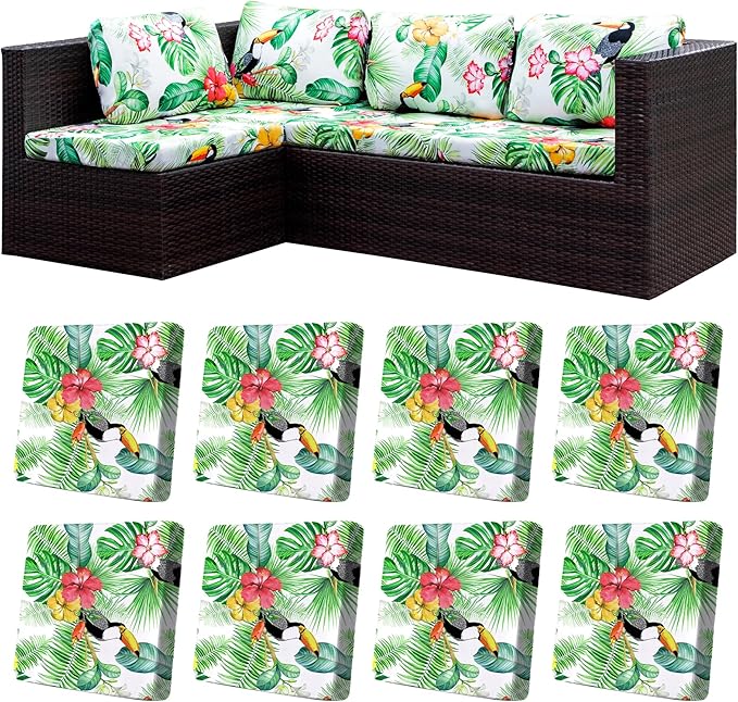 8Pcs Stretch Patio Cushion Covers Outdoor Cushion Covers,for Outdoor Couch Cushion Covers Replacement,Outdoor Sofa Covers Patio Slipcovers Couch Cover,Washable Furniture Cover(Pelican, Cover Only)
