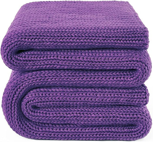 Guohaoi Knitted Weighted Blanket for Adults (Purple 50"x75" 15lbs) No Beads Cooling Throw Blanket for Hot Sleepers, Home Decor Breathable Chunky Knit Heavy Blanket Use on Full Size Bed