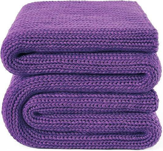 Guohaoi Knitted Weighted Blanket for Adults (Purple 50"x75" 20lbs) No Beads Cooling Throw Blanket for Hot Sleepers, Home Decor Breathable Chunky Knit Heavy Blanket Use on Full Size Bed