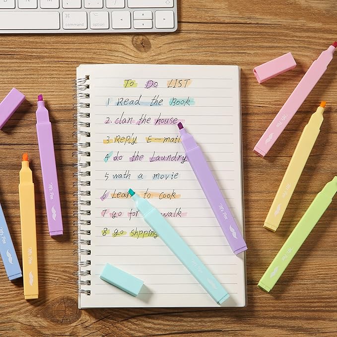 Mr. Pen- Aesthetic Highlighters, 8 Pcs, Chisel Tip, Pastel Candy Colors, Cute Assorted Colors, Bible Highlighters and Pens No Bleed for Bible Pages