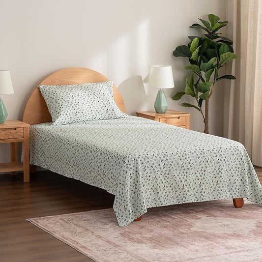 Berkshire Blanket Peanuts® Kids Sheet Set Twin Size - 3 Pieces,Cute Character Snoopy Printed Soft Microfiber Bed Sheets,Mini Snoopy & Woodstock New Flower and Bees Sage