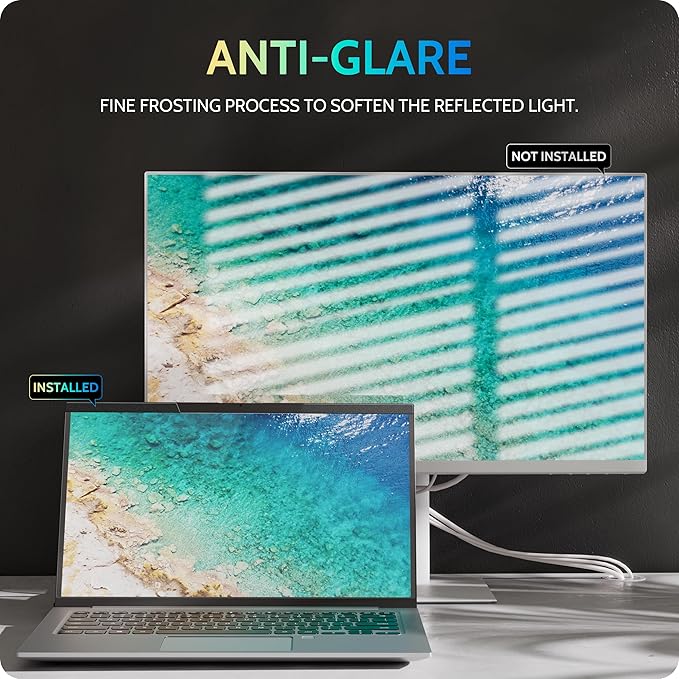 Magnetic Laptop Privacy Screen 16 inch for 16:10 Computer Monitor, 16" Removable Anti Glare Protector Blue Light Filter Shield Compatible with Lenovo Hp Dell Acer Asus Thinkpad Envy Xps