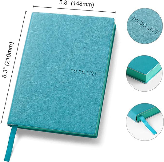 Daily to Do Checklist Notebook, Task Management, Organizer Planner, Hardcover, Ribbon Bookmark, 5.8 x 8.3”, A5 size, 110 Sheets (Blue)