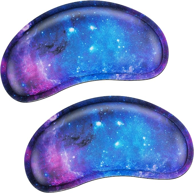Mouse Wrist Rest, Canjoy 2 Pack Memory Foam Soft Fabric Mouse Wrist Rest Pad Support Cushion with Anti-Skid Rubber Base,Ergonomic Pain Relief Mouse Hand Rest (Blue Galaxy)