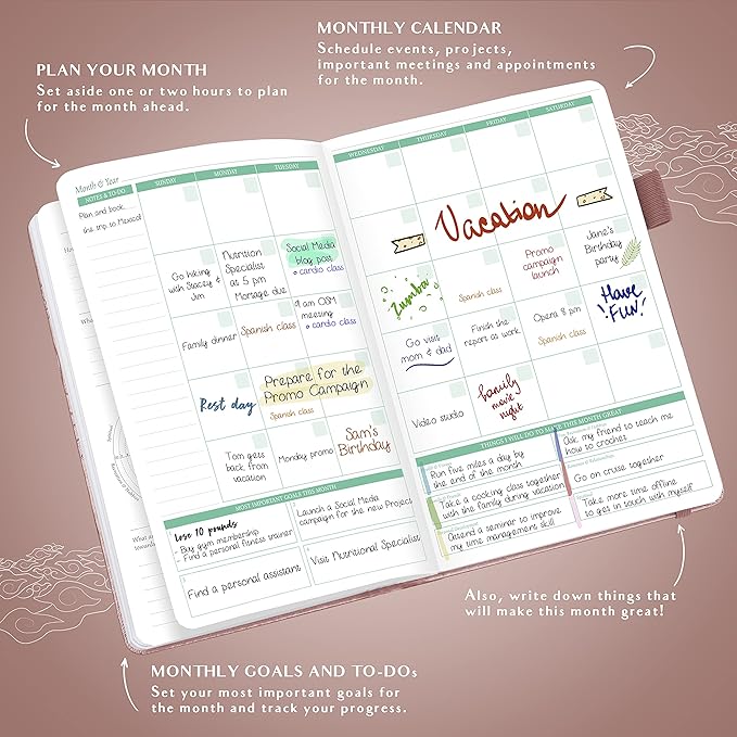 Legend Weekly Colorful Planner 2nd Edition – Undated Life & Work Agenda Journal for Time Management, Goal Setting, Productivity, Tasks & To Do Lists – A5 size, 5.8 ″ x 8.3″, Hardcover – Rose Gold