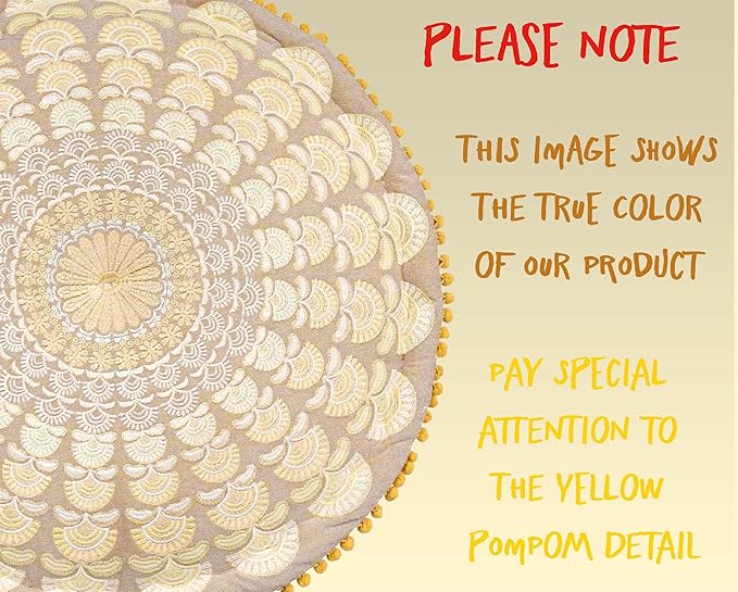 Mandala Life ART Bohemian Floor Cushion Cover –Luxury, Artisan Room Décor Pouf Case for Meditation, Yoga, and Boho Chic Seating Area Floor Pillow – Accent Your Living Room, Bedroom, More