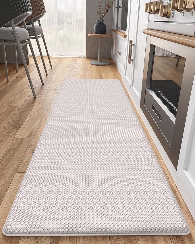 Color&Geometry Anti Fatigue Cushion Kitchen Mat for Floor -24"x87",Wide,Easy Clean, Water & Oil Proof, Anti Slip, Foam Rubber Runner Rug for Front Sink Comfort Standing,Floral White