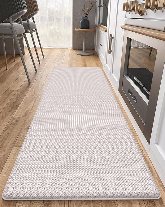 Color&Geometry Anti Fatigue Cushion Kitchen Mat for Floor -24"x87",Wide,Easy Clean, Water & Oil Proof, Anti Slip, Foam Rubber Runner Rug for Front Sink Comfort Standing,Floral White