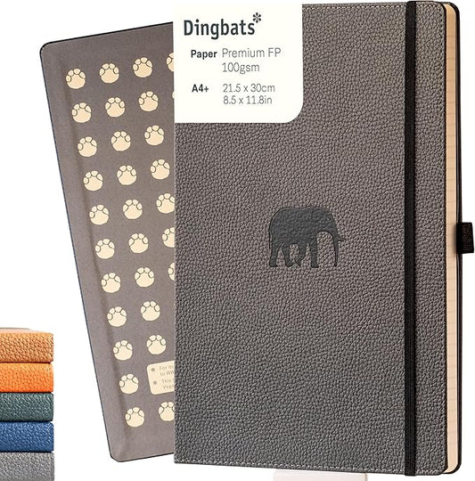 Dingbats* - Wildlife Dotted Extra Large A4 Notebook - PU Leather Hardcover Journal for Work, Writing - Pocket, Elastic Closure, Pen Holder, Bookmark