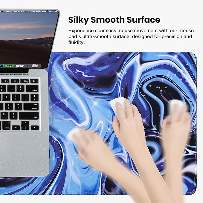 ALOANES Waterproof Mouse Pad with Durable Stitched Edge, Large Gaming Keyboard Pad, Non-Slip Rubber Base, Extended Desk pad for Gamer, Office & Home, Fluid Mousepad 27.6''x 11.8''x 0.12''