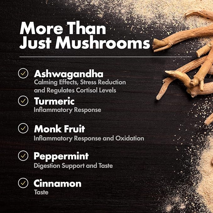 Monkey Brew Original - USDA Organic Mushroom Tea Drink - Non-Caffeinated Mushroom Coffee Alternative with Cacao Powder, Lion's Mane, Turkey Tail, Ashwagandha, Turmeric - Boosts Energy Focus & Immunity