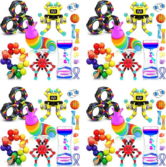 60 Pack Sensory Fidget Toys for Kids Classroom, Autism Sensory Product Calm Down Fidgets for Kids Age 5-7, 8-12, ADHD Stress Relief Travel Toys Christmas Stocking Stuffers for Kid Teens