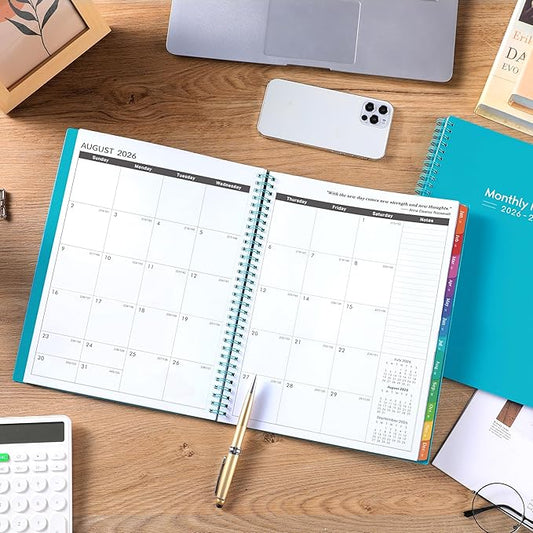 2026-2028 Monthly Planner/Calendar - 3 Year Monthly Planner 2026-2028, Jan.2026 - Dec.2028, 9" x 11", 36-Month Calendar + Colorful Tabs + Pocket - Teal