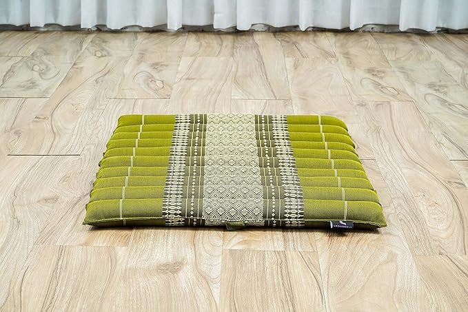 Leewadee Meditation Cushion Set – 1 Small Zafu Yoga Pillow and 1 Small Roll-Up Zabuton Mat Filled with Kapok