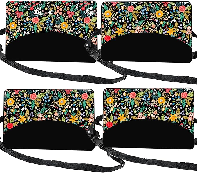 Airplane Footrest Adjustable Feet Rest for Plane Easy to Use Foot Hammock Airplane Travel Essentials Portable Light Leg Hammock for Plane Travel Accessories for Adult (Flower, 4 Pack)