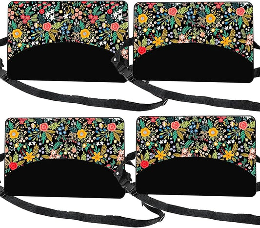 Airplane Footrest Adjustable Feet Rest for Plane Easy to Use Foot Hammock Airplane Travel Essentials Portable Light Leg Hammock for Plane Travel Accessories for Adult (Flower, 4 Pack)