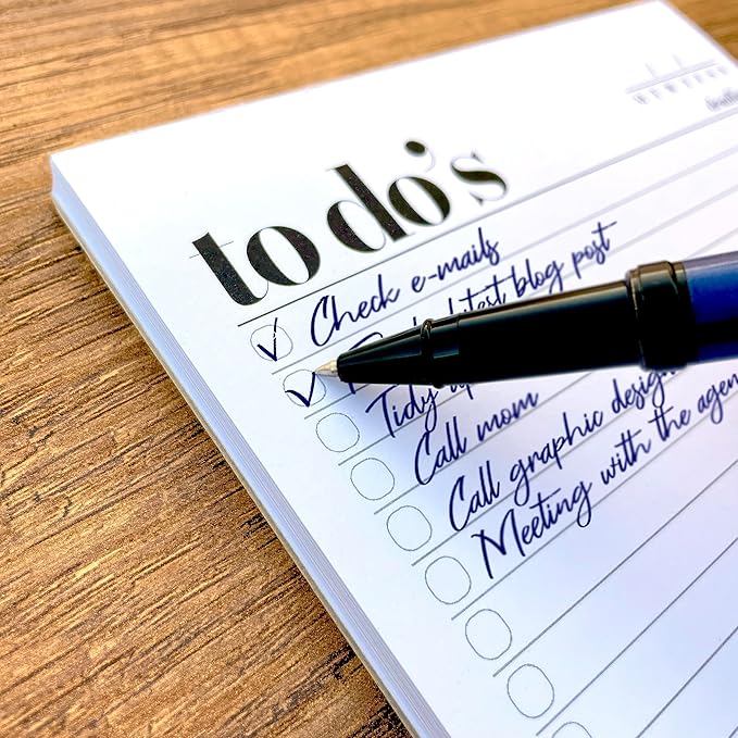 HADIGU To Do List Notepad A5 Size (8.3"x5.8") Premium Thick Paper With Cardboard Back Support, Undated Daily Planner Notepad, Daily To Do List Notebook, Ruled Pages, Checkboxes, Deadline Column.