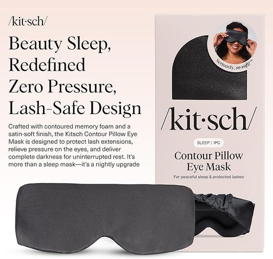 Kitsch Contour Pillow Eye Mask – Softer Than Silk Eye Mask for Sleeping, Blindfold Sleep Masks for Women & Men, No Eye Pressure, Lightweight, Eye Care, Travel Essentials - Charcoal