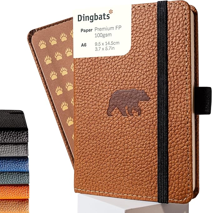 Dingbats* Wildlife A6 Plain Pocket Notebook - PU Leather Hardcover - Small Writing Journal for Work, Travel - Pocket, Elastic Closure, Bookmark