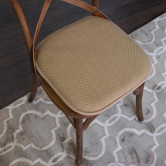 Sweet Home Collection Memory Foam Honeycomb Nonslip Back 16" x 16" Chair/Seat Cushion Pad, 2 Pack, Taupe