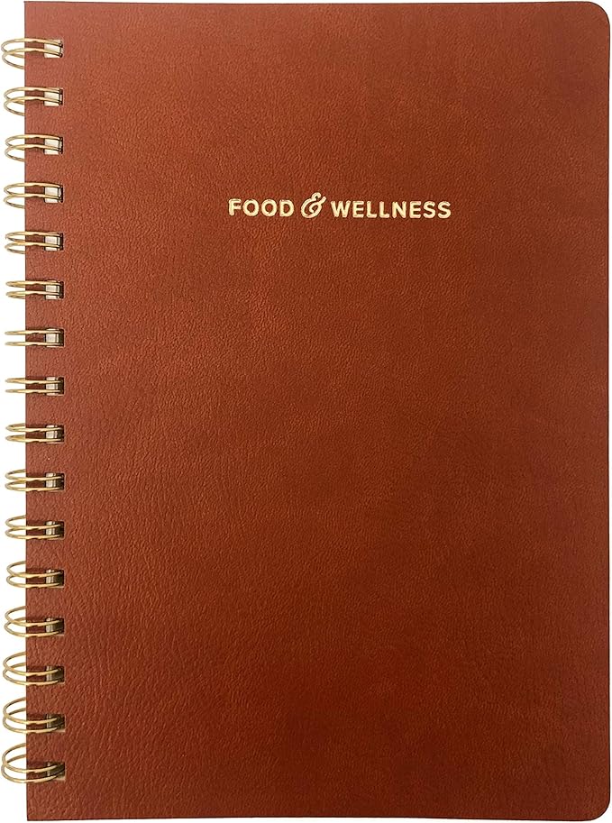 Kunitsa Co. Food and Exercise Journal for Women - Track Meals, Nutrition, and Weight Loss, 90 Days, Walnut Brown, 8.5 x 6 Inches