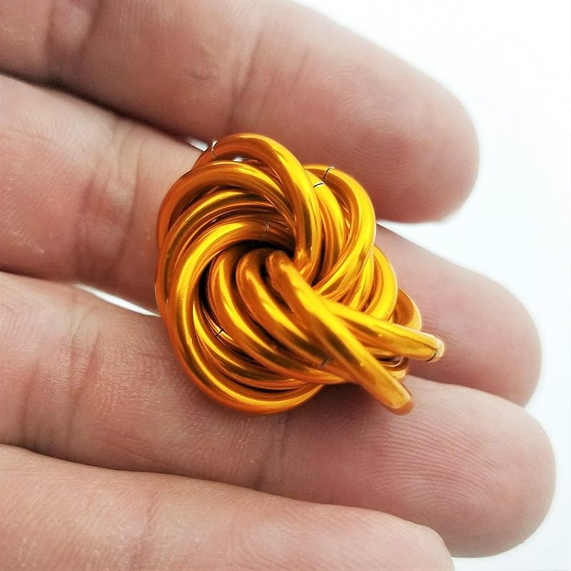 Möbii Fidget Ball (Solid Color): Quiet Mobius ADHD Anxiety Stim Stress Relief Toy Tool for Home Travel Office or Desk (Small, Full, Tangerine)