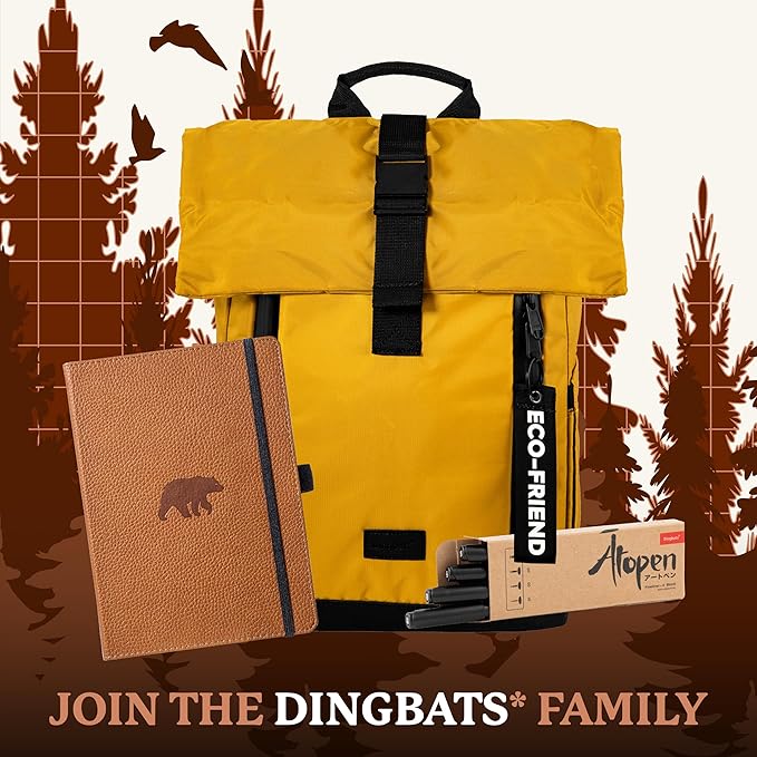 Dingbats* Wildlife Dotted Writing Journal Notebook A5 - Vegan Leather Hardcover - Ideal for Work, Travel - Pocket, Elastic Closure, & Bookmark