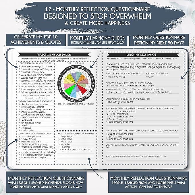 Life & Goal Planner – Undated Daily, Weekly & Monthly Organizer with Habit Tracker, Time Management Tools, and Productivity Journal for Personal Growth and Success