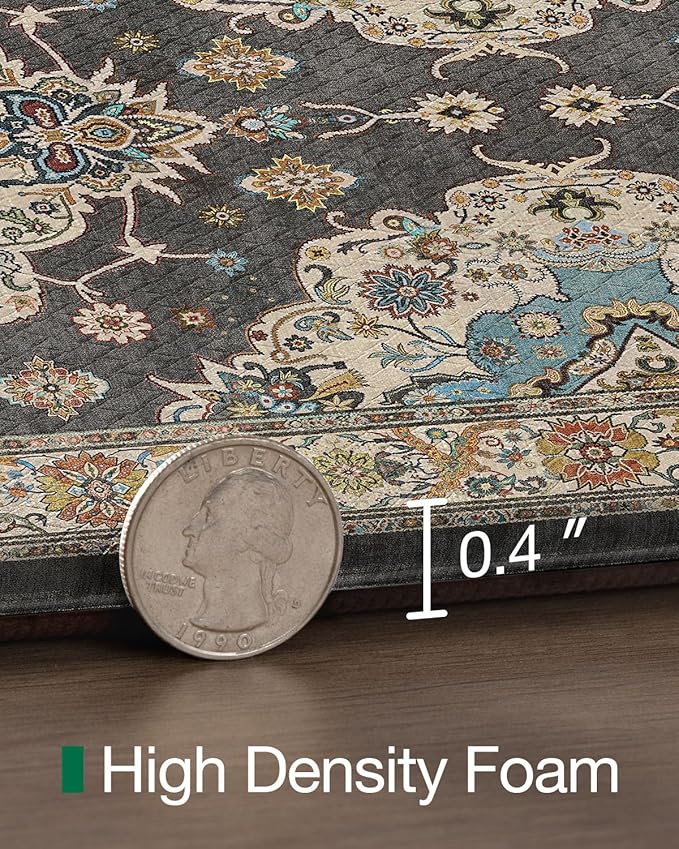 LUMI Kitchen Mat Anti Fatigue Cushioned, Memory Foam Padded Standing Rug Waterproof, Non Slip Comfort Floor Runner for Home, Sink, Laundry, Office, 24"x87", Black