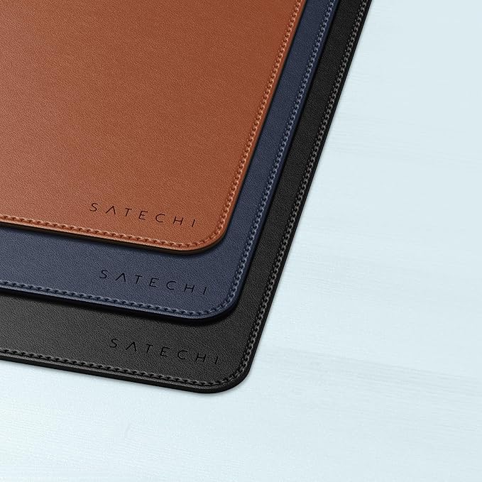 Satechi Vegan Leather Desk Mat, Large Mouse Pad Scratch and Water Resistant, Easy to Clean, Desk Pad for Office and Home, 26.8” x 12.4” x 0.1” - Blue