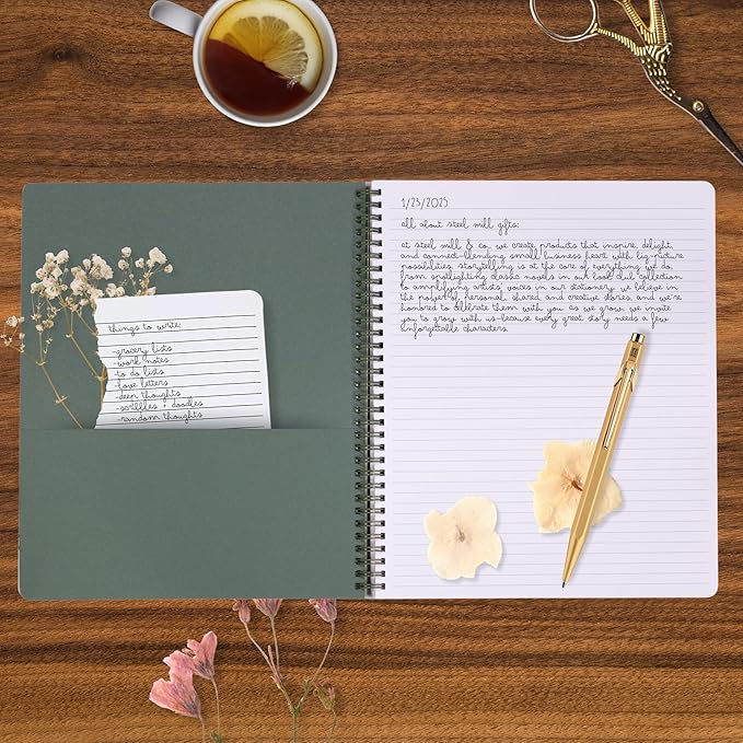 Steel Mill & Co Cute Large Spiral Notebook College Ruled, 11" x 9.5" with Durable Hardcover and 160 Lined Pages, Woodland Floral