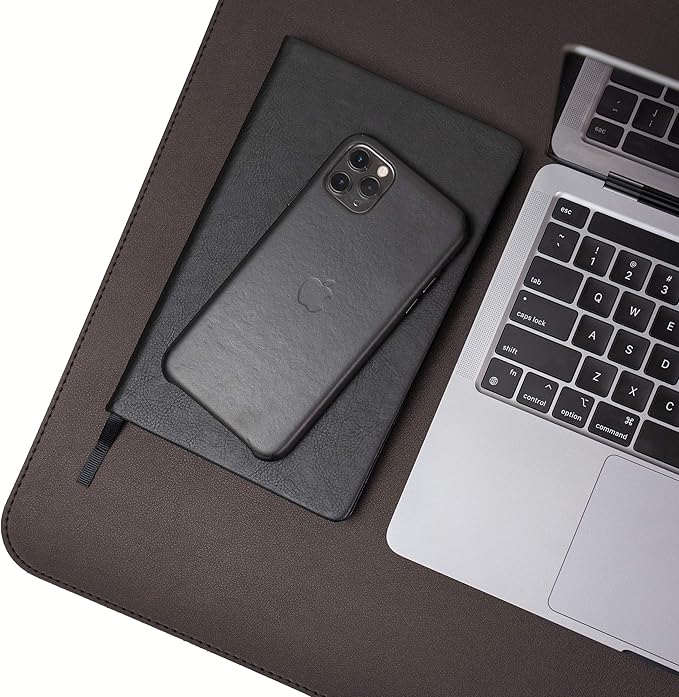 Vine Creations Leather Desk Mat Large 36" x 20", Desk Protector Mat, PU Leather Desk Pad, Non-Slip Large Mouse Pad, Desk Blotter, Desk Pads on Top of Desks, Office Desk Matt for Desktop (Dark Brown)