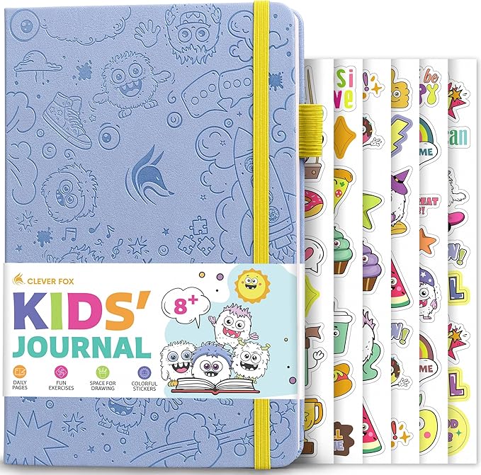 Clever Fox Kids’ Journal – Daily Feelings & Gratitude Notebook for 8+ Children – Child’s Planner & Mood Tracker for Journaling & Writing (Periwinkle)