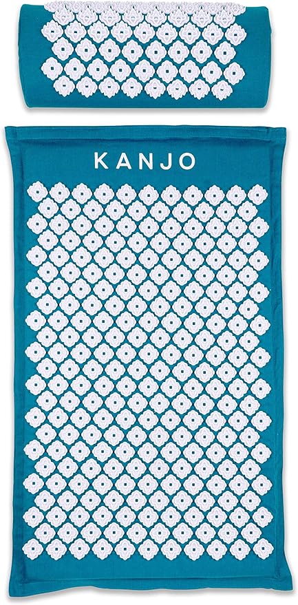 Kanjo Acupressure Mat and Pillow Set for Back Pain Relief & Neck Pain Relief, with Pressure Points for Muscle Pain Relief with Travel Bag - Sapphire Blue