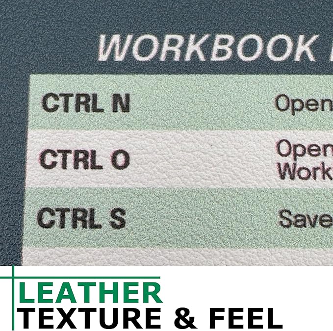 Excel Dictionary Excel Cheat Sheet Desk Pad - Over 60 Functions & 140 Hotkey Shortcuts, Vegan Leather, Waterproof, Fade-Resistant, 23" x 11" Excel Cheat Sheet Desk Mat for PC